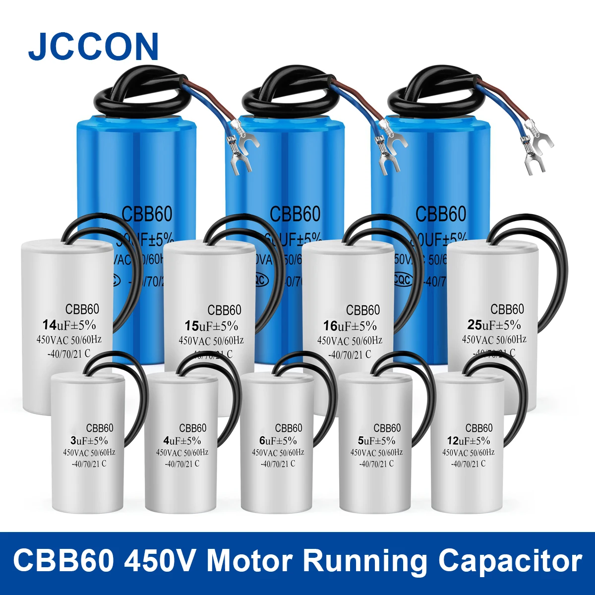 

2 шт. CBB60 450 вольтным и ходовой конденсатор серии водяной насос запуска конденсаторы начать Motor Run 450VAC 3 мкФ-80 мкФ