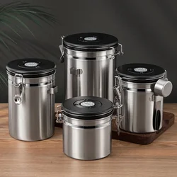 Coffee Beans Storage Tea Coffee Sugar Storage Jars Hermetic Pots Airtight Food Containers Stainless Steel Container Kitchen Pot