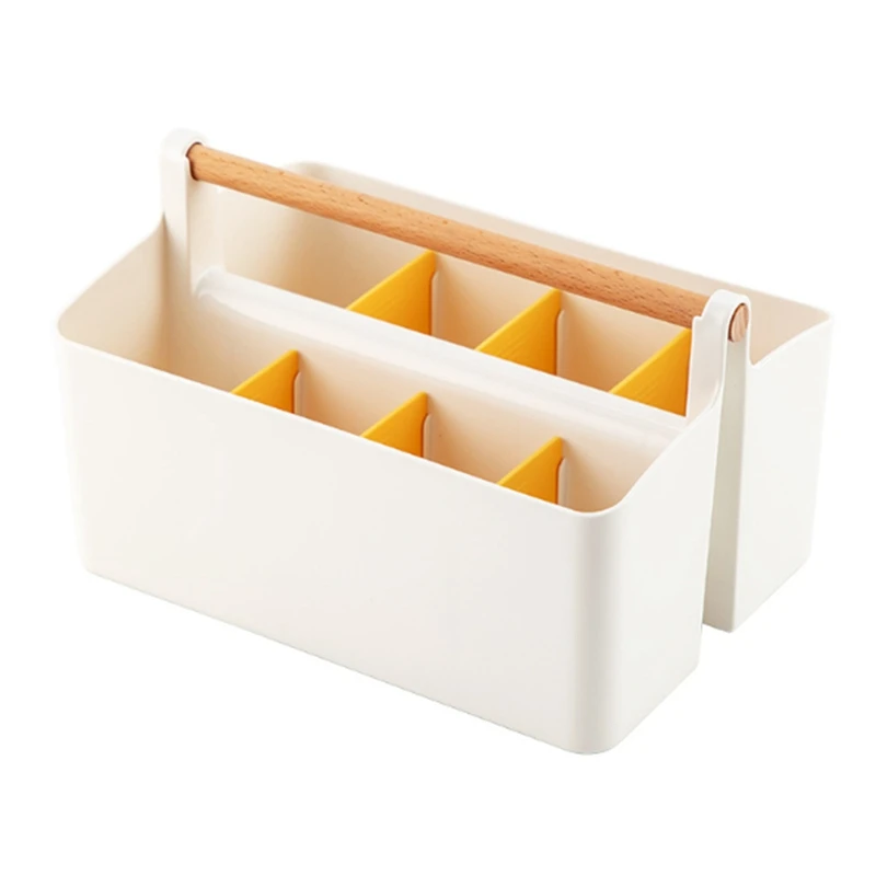 

Desk Organizer Multi-Functional Carry Divided Office Storage Tote Plastic Pencil Pen Holder Easy To Use