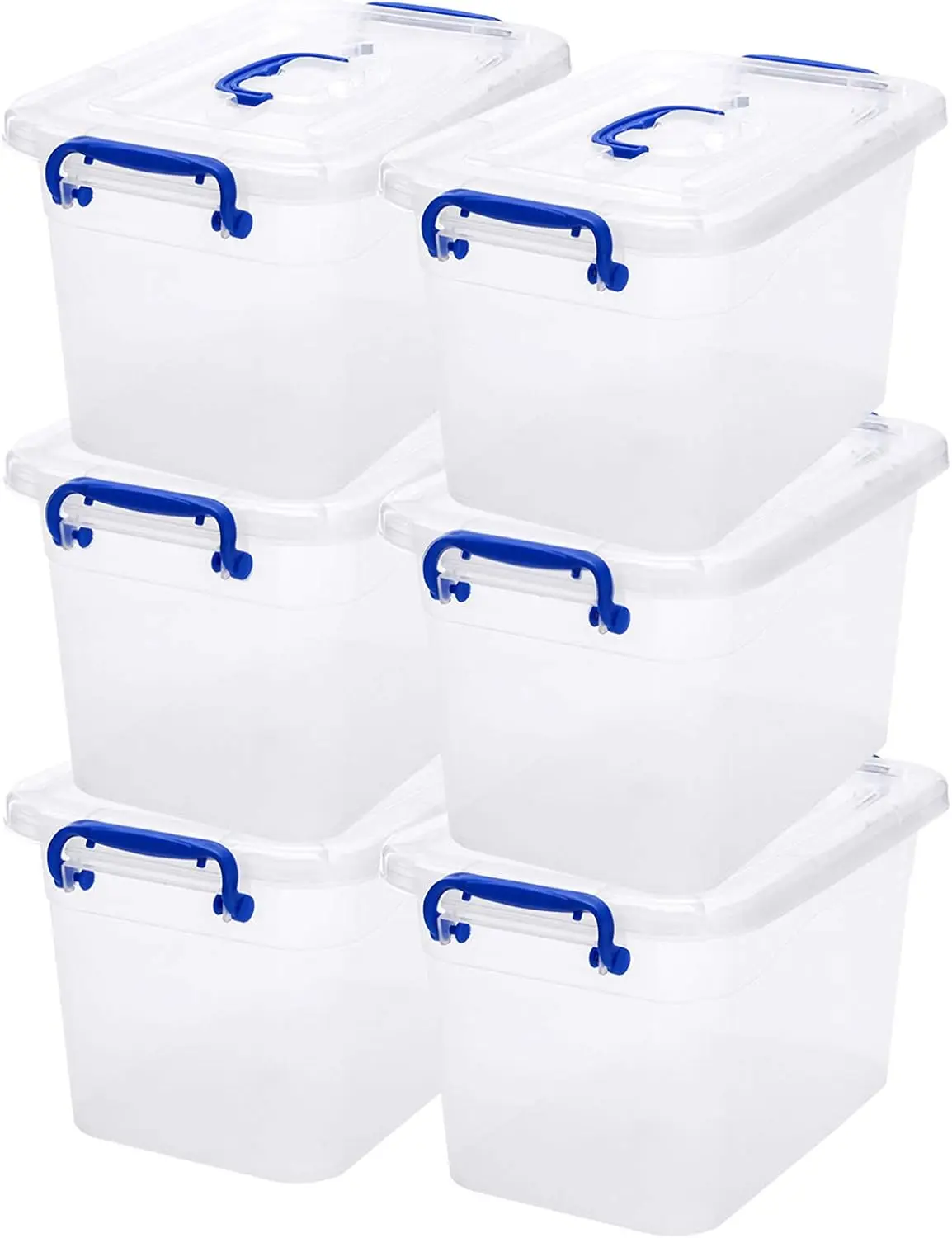 

6-Pack Clear Storage Box 7 Quart, Plastic Storage Latch Bins with Handle 6.5 Liter