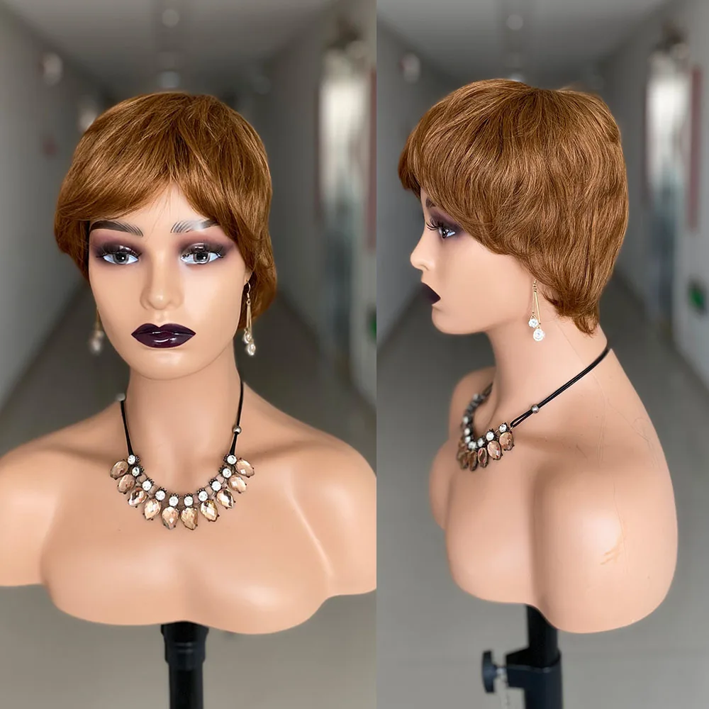 Short Human Hair Wigs, Pixie Cut Straight for Black Women