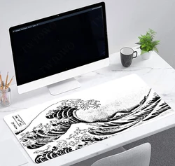 Black and White Japanese Art Great Waves Mouse Pad Gaming XL Computer New Large Mousepad XXL Desk Mats Natural Rubber Mouse Mat