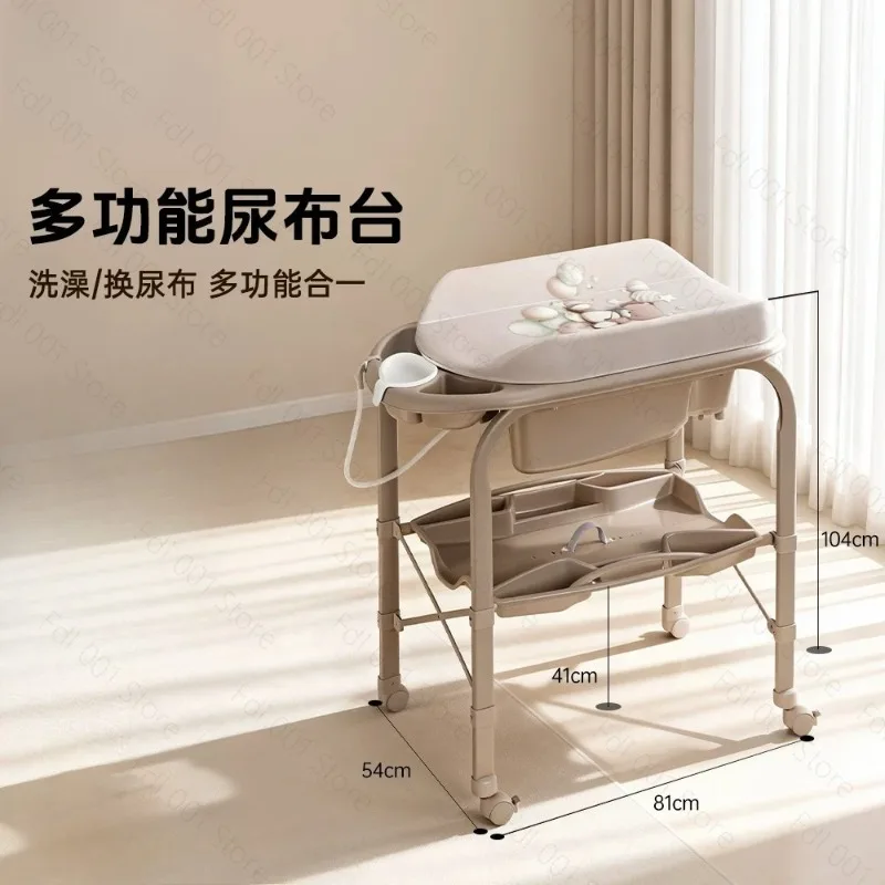 Baby Bath Tub & Changing Table, 3 in 1 Foldable Plastic Potty Training Toilet with Standing Diaper Changing Station