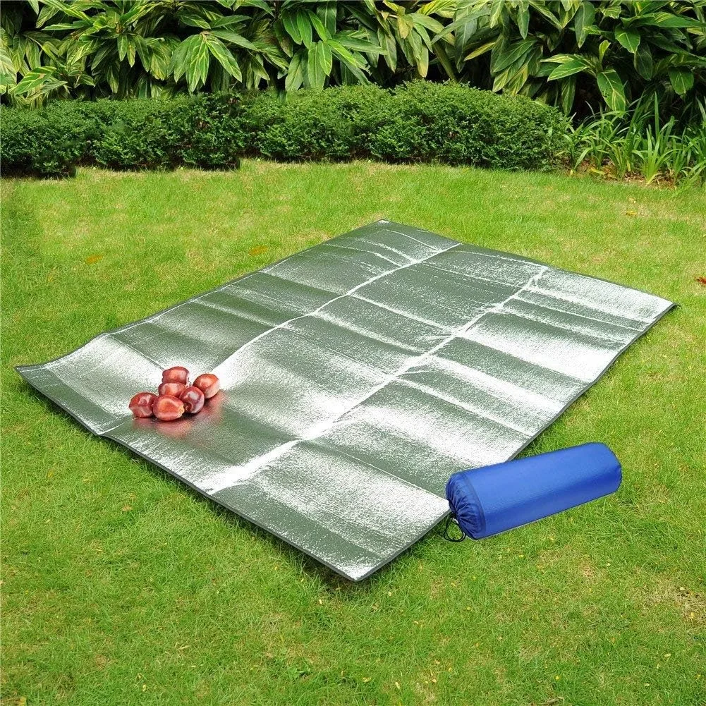 Wind Tour Outdoor Double-Sided Moisture-Proof Aluminum Foil Foam Pad Waterproof and Insulating Foil Mat Picnic Mat Camping Mat for Beach Tent and Camping