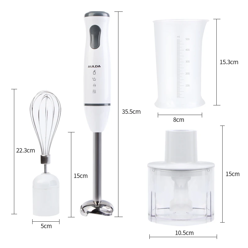 خلاط يدوي 5 سرعات مع ملحق خفق، محضر أغذية الأطفال، مستخرج العصير ومفرمة اللحم، مساعد المطبخ المدمج