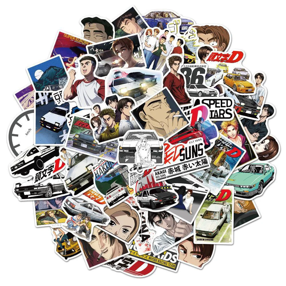 10/30/50 Stück Coole Japan Anime Initial D Aufkleber Cartoon Decal Spielzeug Graffiti Auto Motorrad Laptop Wasserdichter Aufkleber Spielzeug Geschenke