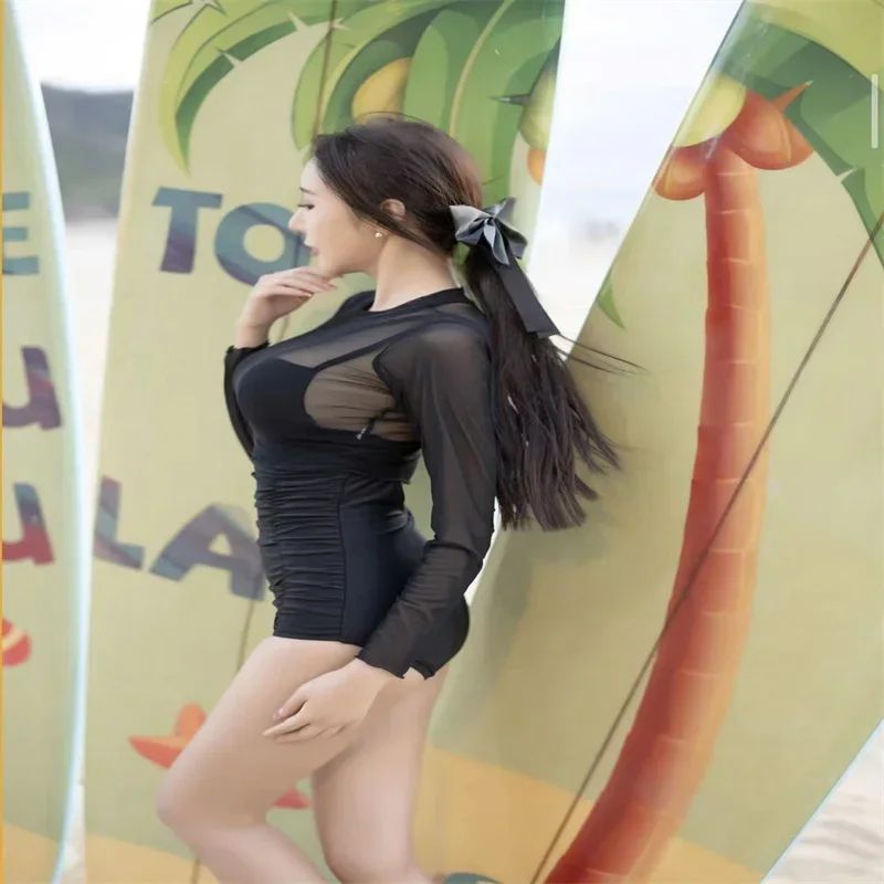 2025水着 レディース セクシー ビキニ 細見え レース 長袖 スチールリング ギャザー 水着 ビーチ リゾート ホテル 温泉