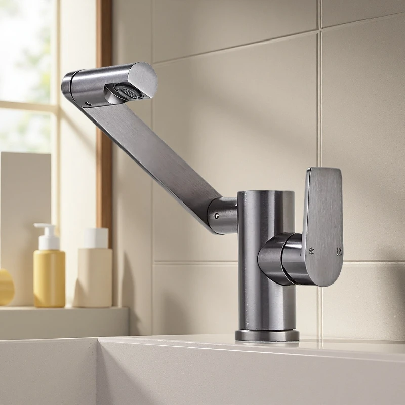 

Sink faucet, space aluminum lead-free healthy small scratch-resistant and wear-resistant faucet, bathroom hot and cold faucet