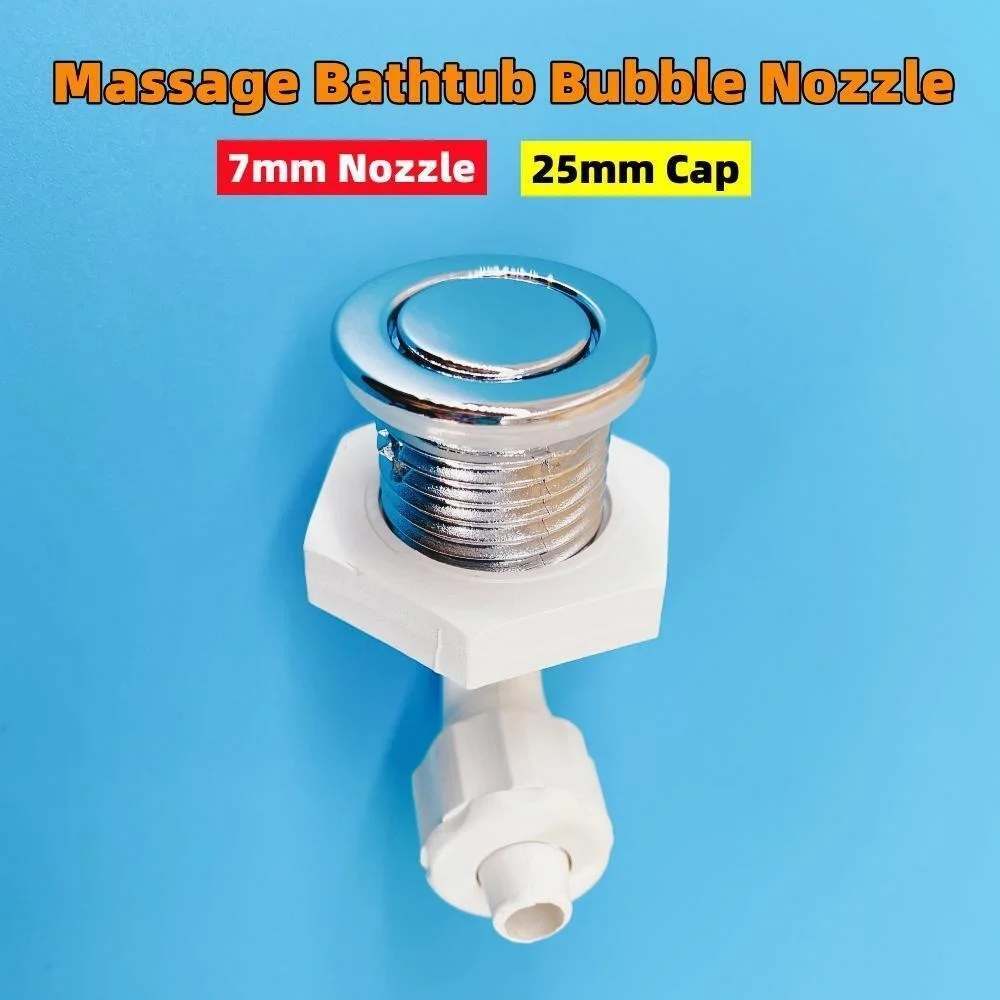 Φ7mm Nozzle 25mm Cover Ultra Thin Bubble Nozzle With Lock Nut Chromed Cap PVC Base Hot Tub Air Jet Massage Bathtub Jet Nozzle