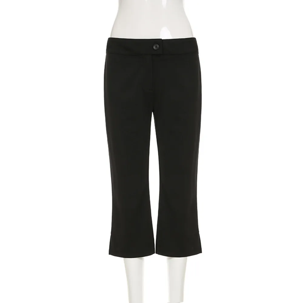 BKLD American Style Streetwear Cropped Pants Wwomen Clothing Commuting Simple Casual Split Flared Tight Pants 2025 Summer New