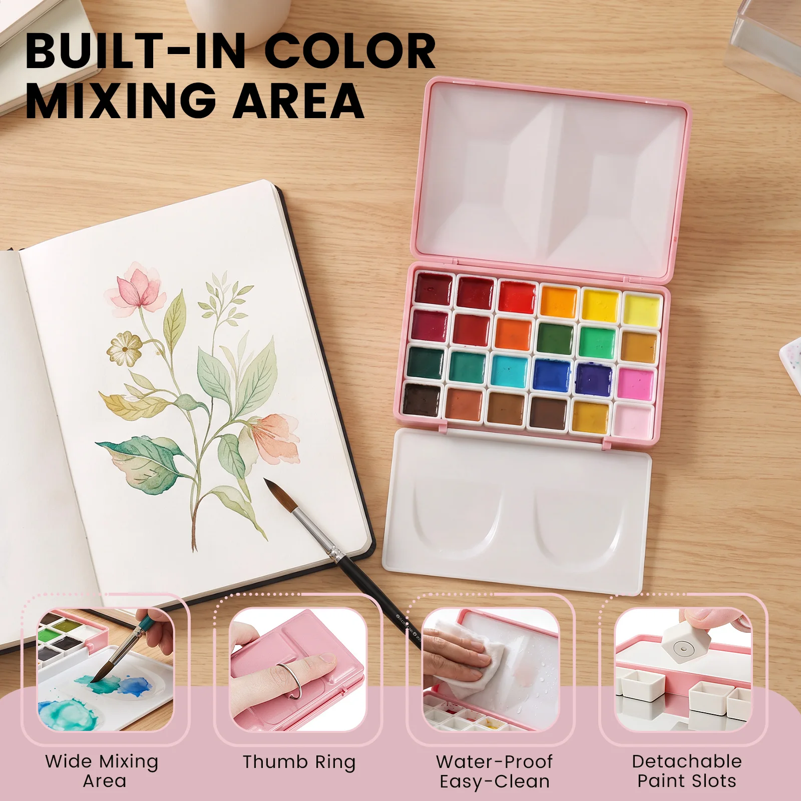 Travel Watercolor Palette Magnetic Paint Palette Pans Layout Portable Empty Watercolor Case for Outdoor Sketching and Nail Art