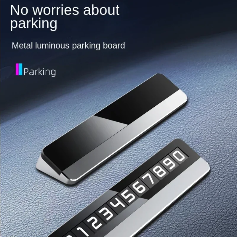 

Car Styling Sticker Temporary Parking Card Metal Phone Number Plate Luminous Temporary Parking Sign Moving Car Number Plate