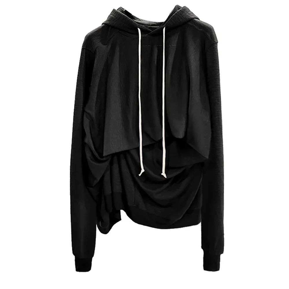 High Street Women's Dark RO Irregular Pullover Irregular Hooded Sweatshirt Knitted Streetwear Sweatshirt Hoodies Casual Top