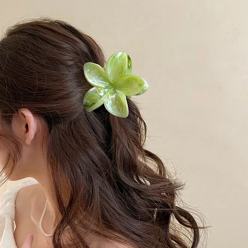 Sommer Acryl Blume Haars pange für Frauen Marmor Textur Haar Krallen Clips trend ige Mädchen Haarnadel koreanische Haarschmuck Kopf bedeckung