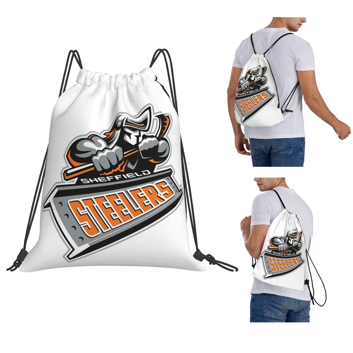 

The Sheffield Steelers Backpacks Multi-function Drawstring Bundle Pocket Shoes Bag Book Bags for Travel School