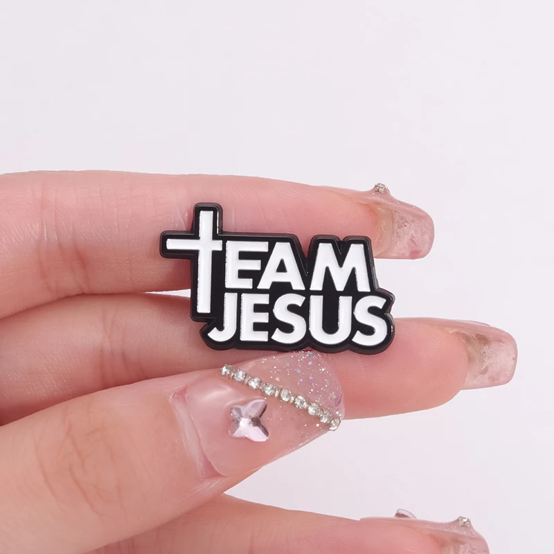 Team Jesus Enamel Pin Christian Faith Pray God Religious Brooch Lapel Backpack Badge Clothing Jewelry Accessories Gift Wholesale