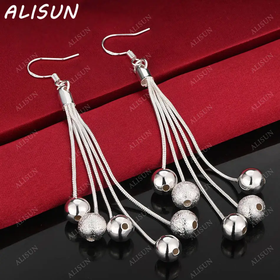 

ALISUN 925 Sterling Silver Beaded Tassels Earrings Drop Earrings Charm Trend Birthday Gifts Fashion Party Fine Jewelry