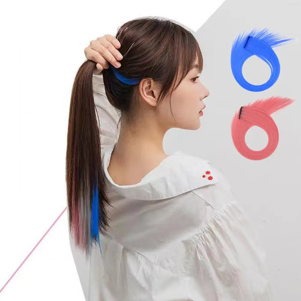 55cm Hanging Ear Wig Highlight Extensions Hair Clip In Hairpiece Long Straight Hanging Ear Wig Clip Synthetic Hair Extensions