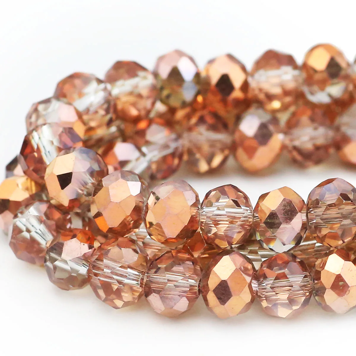 JHNBY AB Rose Goldene Österreichische Kristall Facettierte Perlen Lose Spacer Perlen 3-8mm Für DIY Schmuck Machen Armbänder Halsketten ohrringe
