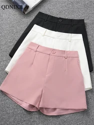 Summer New Women's Suit Shorts Korean High Waist Wide-leg Loose Black Shorts Fashion Casual A-line Wear Outside Shorts for Woman