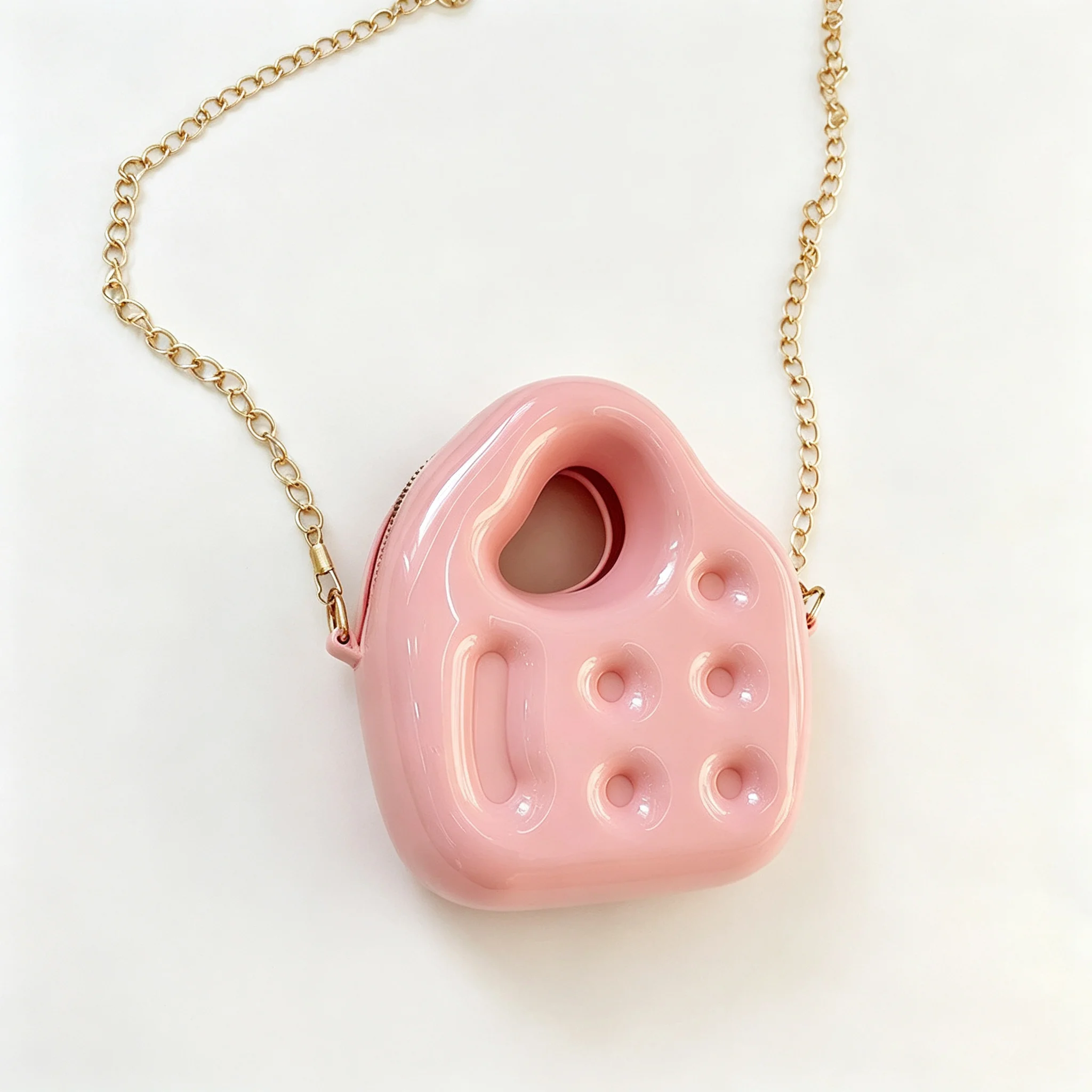 White Pink Macaron colors Glossy PVC Bubble Mini Compact Handbag Cute Irregular Shape Chain Crossbody Phone Bag For Girls Women