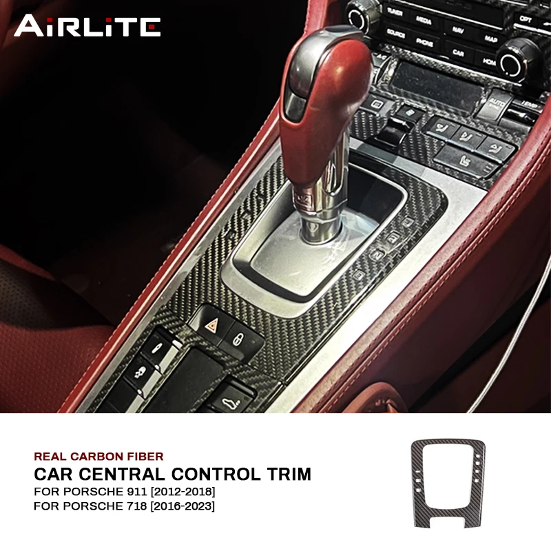 

Real Carbon Fiber For Porsche 718 2016-2023 911 2012-2018 Car Central Control Gear Panel Frame Trim Cover Sticker Accessories