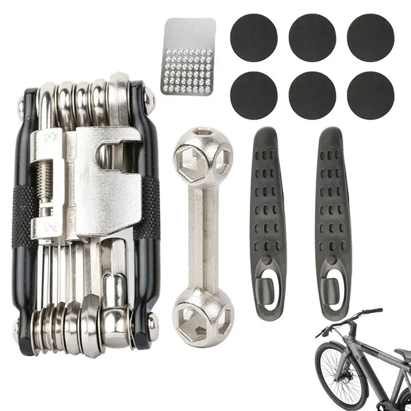 

Cycling Tire Repair Kit Professional Tire Repair Tools Road Cycling Tire Inflator And Hexagonal Tool Ratchet Wrench Chain Cutter