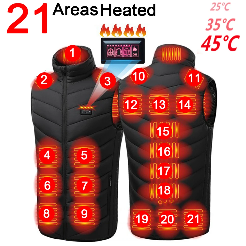 21 Areas Heated Vest Men Electric Heating Vest Usb Heated Jacket Heated Vest Women Heated Bodywarmer Heated Down Jacket Winter