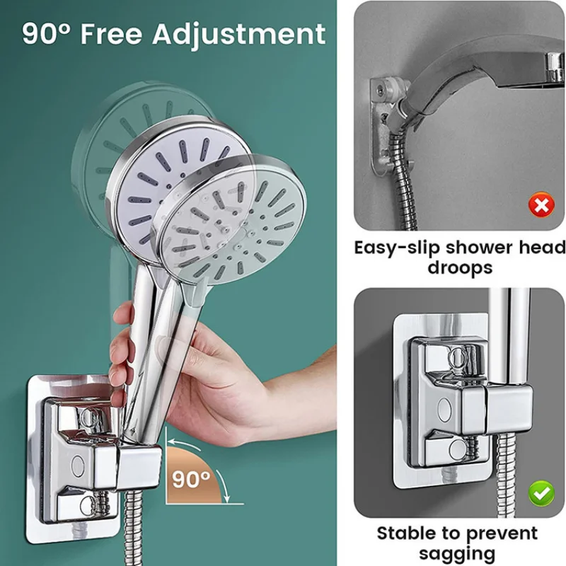 1 PC หัวฝักบัวปรับติดผนังผู้ถือ Self-Adhesive Showerhead มือถือ Bracket อุปกรณ์ห้องน้ํา