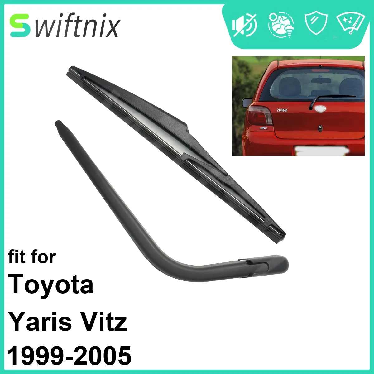 Car Rear Wiper Blade Arm Set 2PCS for Toyota Yaris Vitz 1999-2005 Windscreen Tailgate  1999 2000 2001 2002 2003 2004 2005