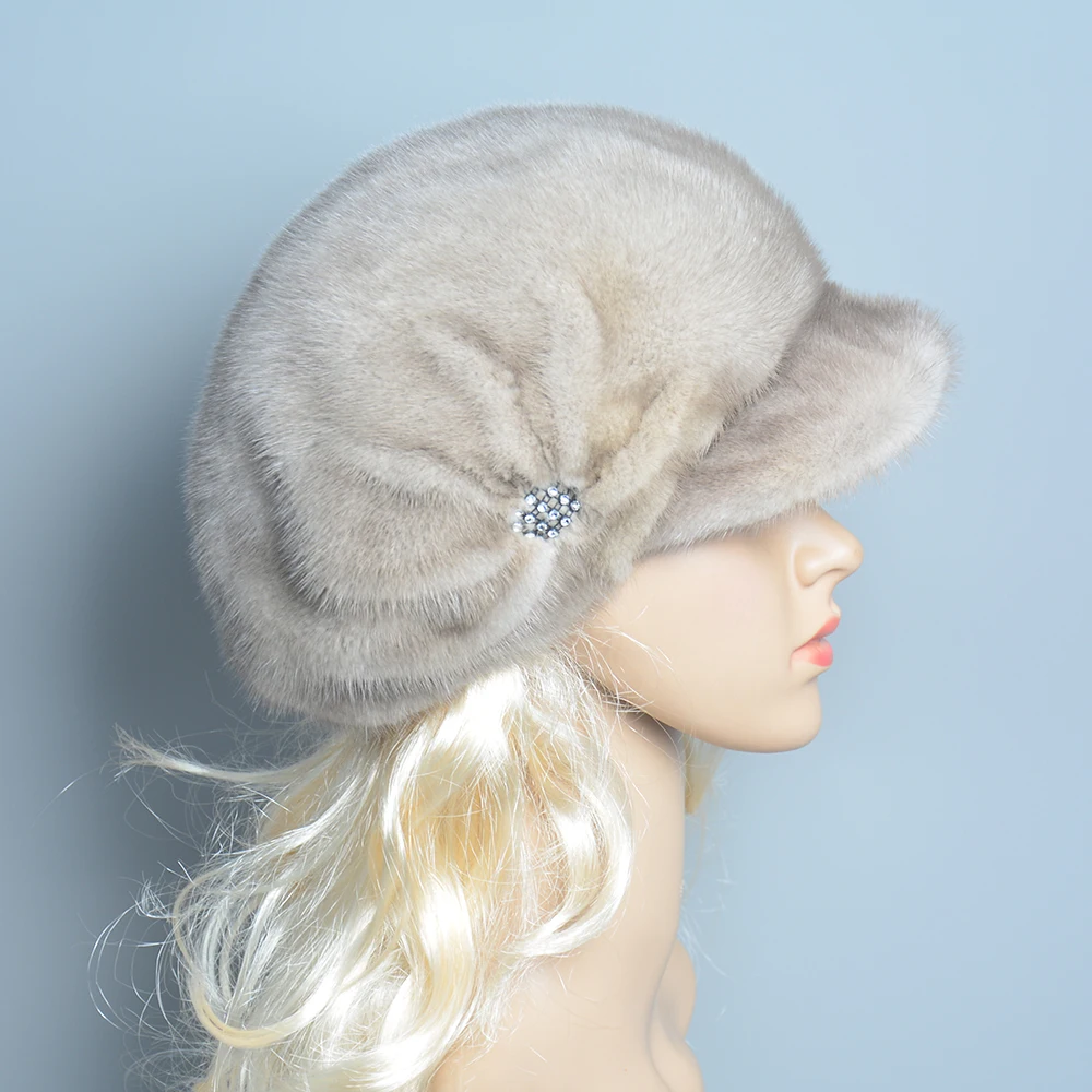 Real Mink Fur Hats For Women Warm Russian Winter Hat Luxurious Natural Fashionable Brand Floral Visors Novelty