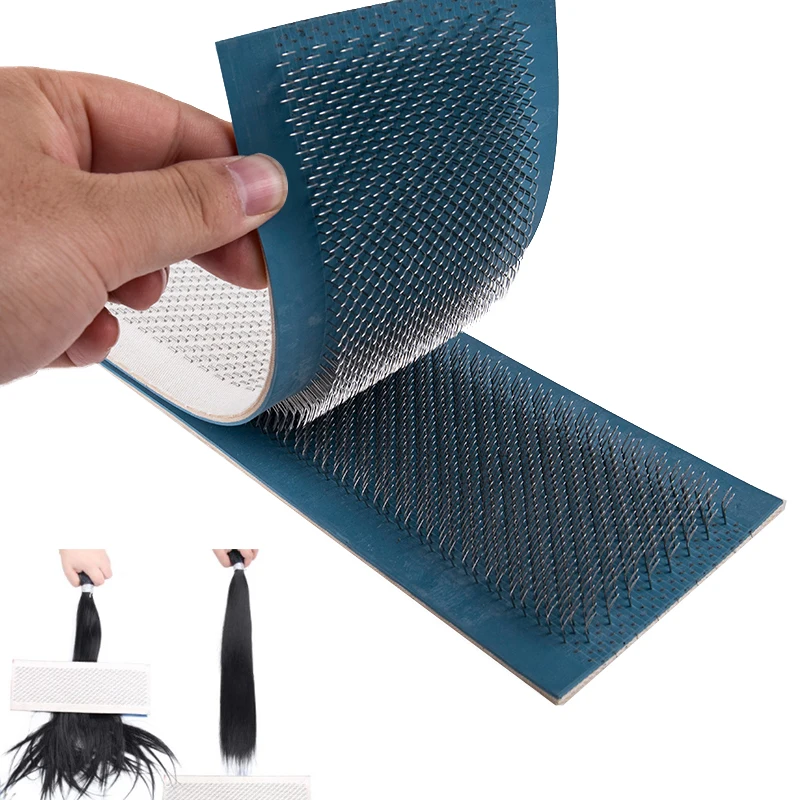 

1pcs 24cm X 9cm Hair Drawing Mat For Bulk Hackle Combs Tools Hair Extensions Drawing Card(Skin Pad) With Needles