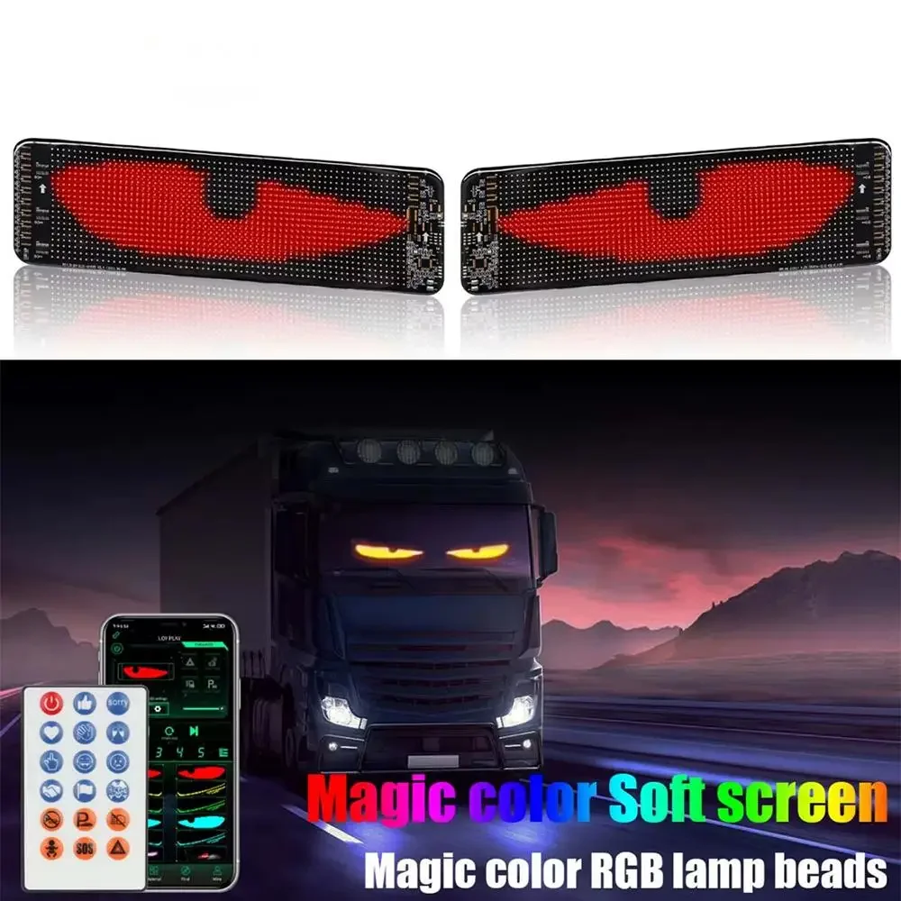 

Truck Devil Eye LED Screen Light APP Control Foldable Pixel Panel Graffiti Text Animation Flexible Sign for Windshield Decor