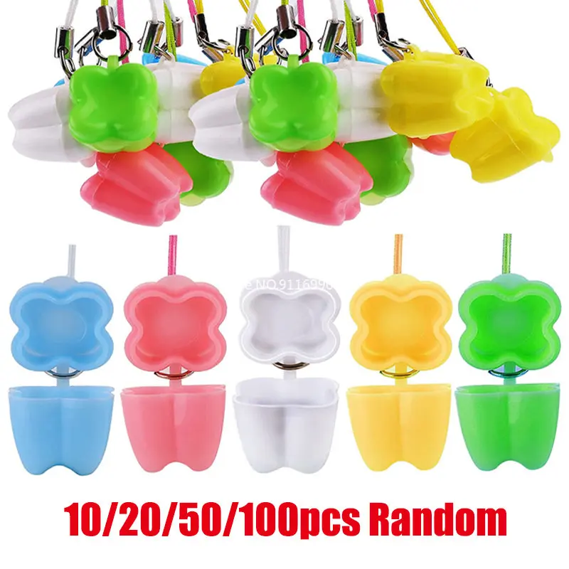 10/20/50/100pcsTeeth Saver Necklace Organizer Tooth Necklace for  Lovely Baby Milk Tooth Fairy Storage Box Tooth Save Box