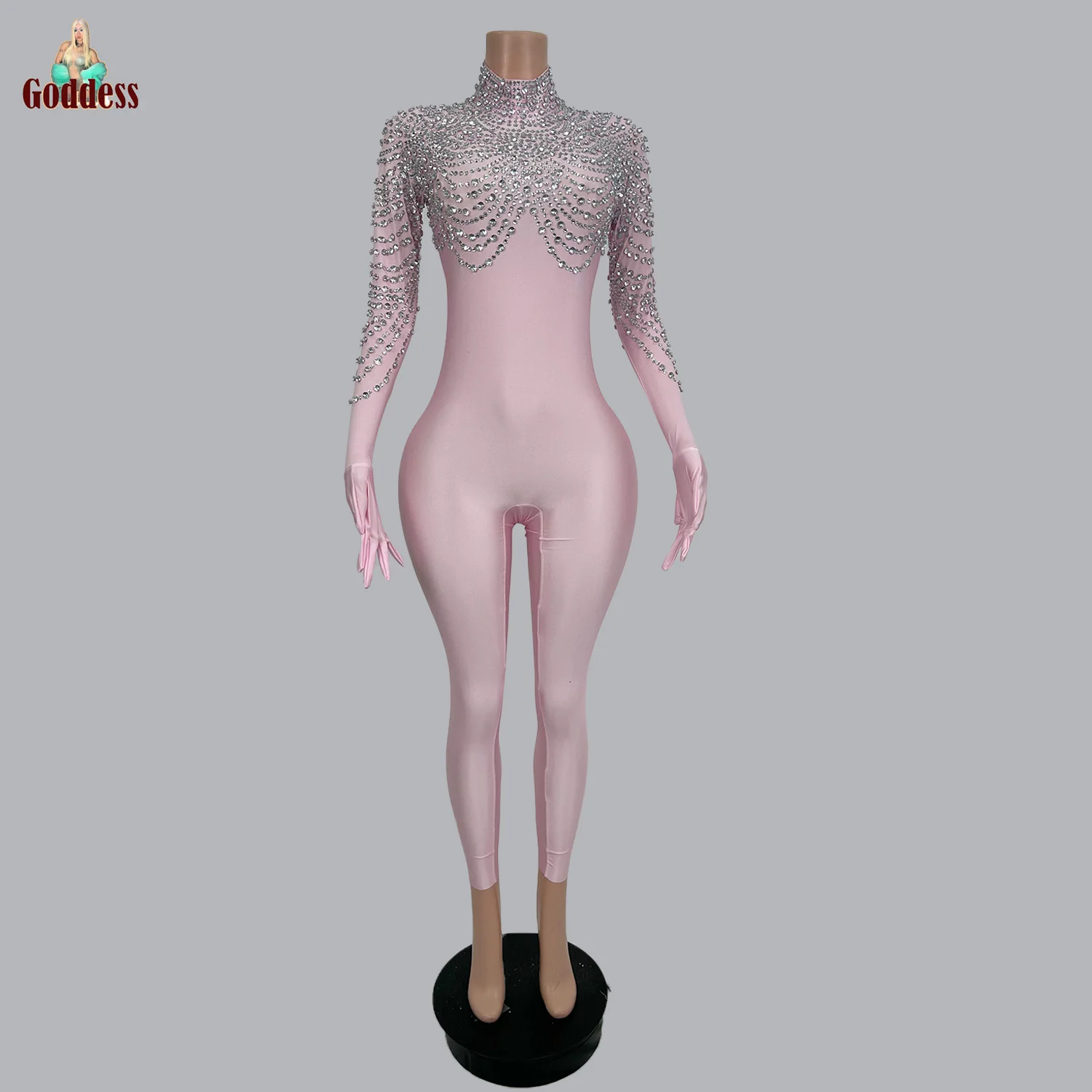 High-end Sparkly Rhinestones Jumpsuit Long Sleeve for Sexy Women Celebrate Party Birthday Dancer Singer Show Jumpsuit Stage Wear