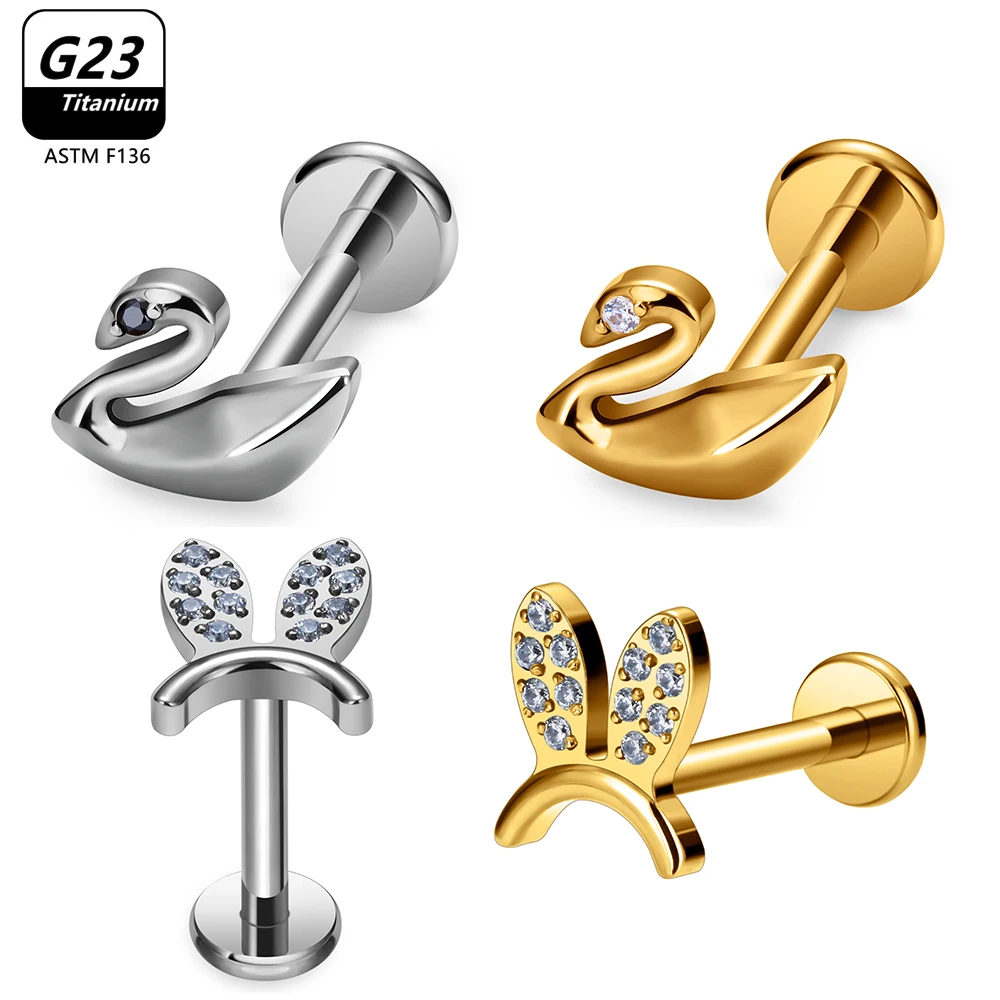 G23 Titan Ohrstecker Piercing Labret Lippenring Nasennagel für Frauen Ohrstecker Tragus Knorpel Innengewinde Körperschmuck