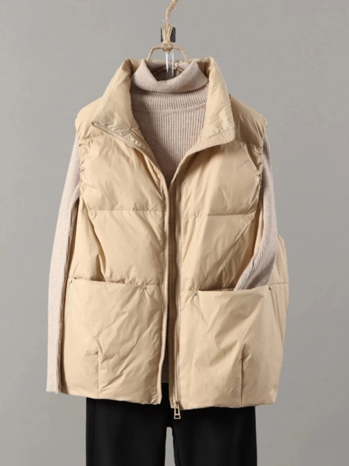 Lekka, wyszczuplająca kurtka puchowa damska o luźnym kroju, plus size, bawełniana kamizelka, odzież wierzchnia na jesień i zimę, dojazdy do pracy.