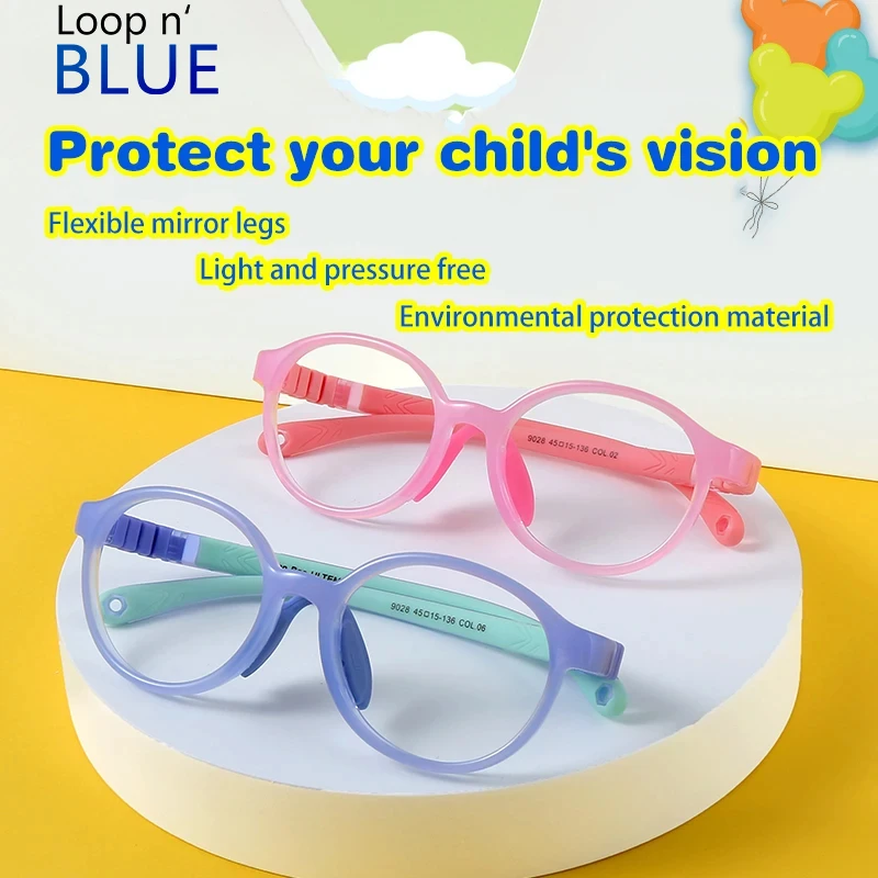 LOOP Brand Kids Silicone Eyeglasses Children Flexible Removable Legs Myopia Glasses Frame Anti Blue Light Boys Girls Teens 9028