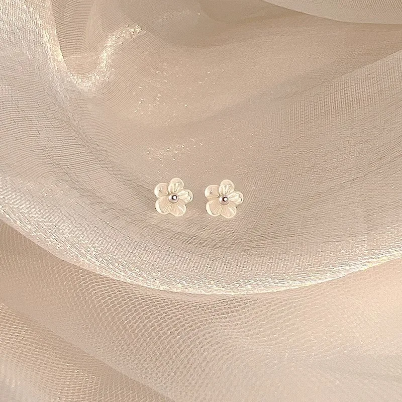 Cute Personality 925 Sterling Silver Flower Stud Earrings for Women Girls Korean Natural Forest Style Jewelry Accessories Gifts