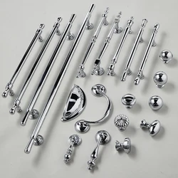 Brass French Silver Chrome Plated Wardrobe Door Handle Modern Cream Style Light Luxury Round Ball Single Cabinet Drawer Handle