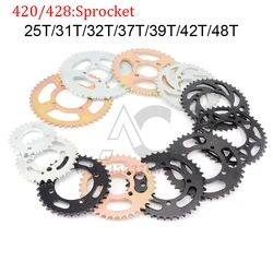 420/428 Chains 25T/31T/32T/37T/39T/42T/48TMotorcycle Chain Sprockets Rear Back Sprocket Cog For 110cc 125cc 140cc Dirt Pit Bike