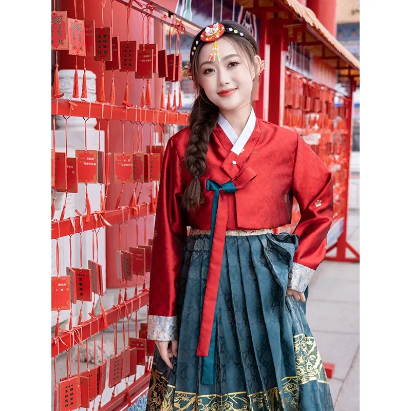 

Высококачественный женский ханбок Янцзи, корейский этнический костюм, улучшенный традиционный древний свадебный костюм, туристическая фотография, танец