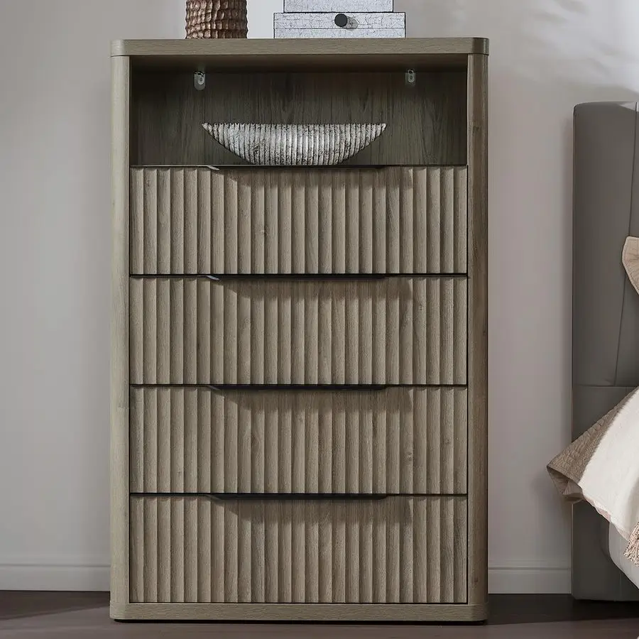 ตู้เสื้อผ้าสำหรับห้องนอน ตู้เสื้อผ้าสูง 50.7 ซม. พร้อมลิ้นชัก 4 ชั้น ตู้เสื้อผ้าขนาดใหญ่ทันสมัยสำหรับตู้เสื้อผ้า ตู้วางทีวีแบบมีร่อง