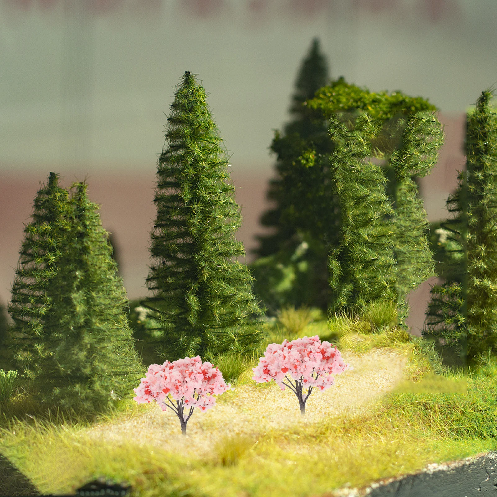 10 قطعة أشجار زهر الكرز وهمية سهلة الترتيب لحديقة مصغرة المناظر الطبيعية زهرة اصطناعية فرع زهر الكرز الدعامة