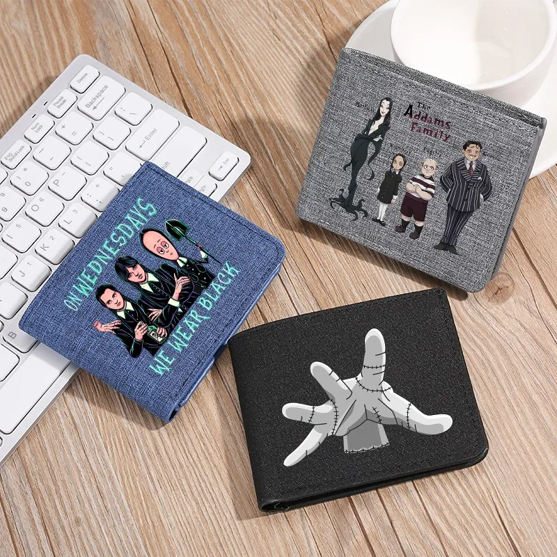 

Wednesday Addams Coin Purse Boy Nylon Wallet Casuals Bank Card Pack Holder Short Wallets Cartoon Figure Portable Purses Men Gift