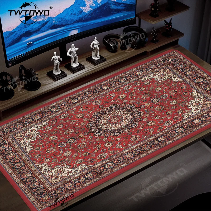 Mouse Pad Gaming Red Persian Carpet printon demand Home HD Mousepad XXL Desk Mats MousePads Non-Slip Office Mouse Mats Mice Pad