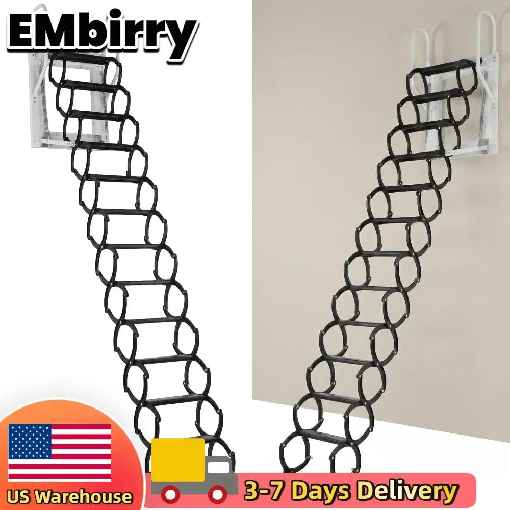 

Hidden Mount Attic Extension Stairs Anti-Slip Space-Saving Collapsible Stair 440LBS Capacity for Garages/Roofs/Basements