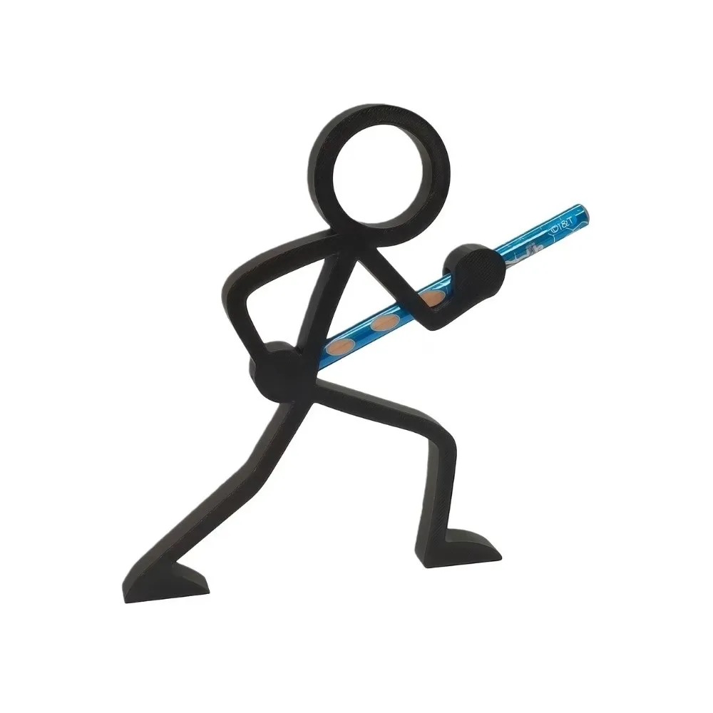 Plastic Stickman Warrior Pen Holder 3D Black Pen Container 3D Printed Pencil Stand Desktop Decor Cartoon Funny Pen Ornament Home