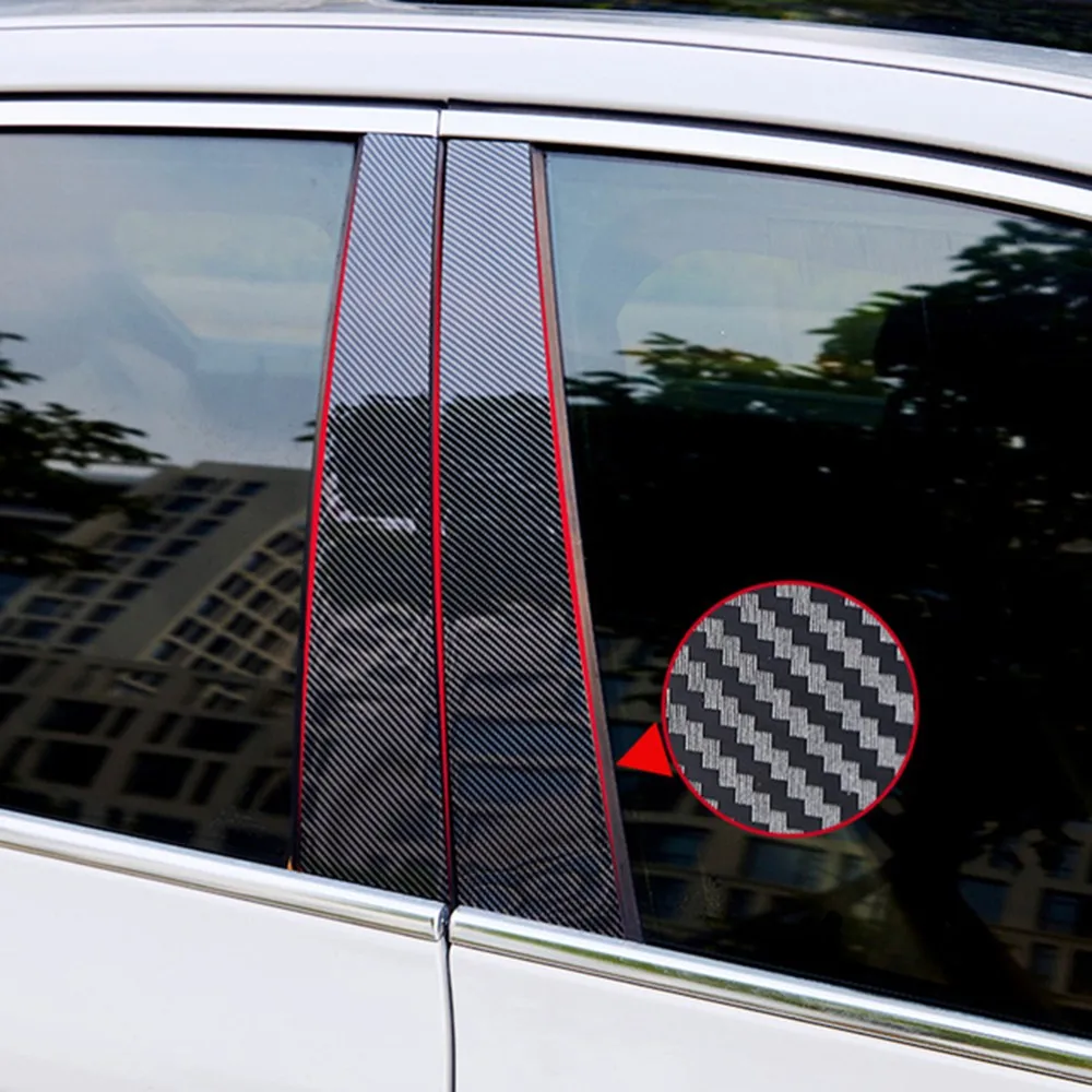 6Pcs Car Middle Column PC Window Trims Decoration B C Pillar Strip Sticker for Skoda Fabia 2007-2010 2011 2012 2013 2014