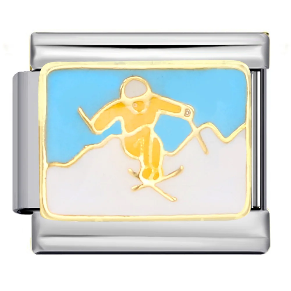 Neue Mode Ski Tanz Violine Abstrakt Italienischer Charm Anhänger Passend für 9mm Edelstahlarmband DIY Schmuckherstellung Mode-Schmuckperle – Detail 2